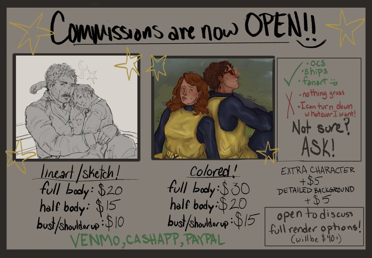 breireham's tweet photo. HEY ALL!!!!!!!!! comms sheet just dropped :p dm if youre interested!!
#commissionsopen https://t.co/sgaEEsMvPa