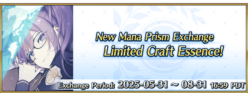 Limited Time Craft Essence ★5 (SSR)Twilight Meditation has been added to Exchange Mana Prisms in the Da Vinci Workshop for a limited time!

More Info ➡️ fate-go.us/news/?category…
#FateGOUSA