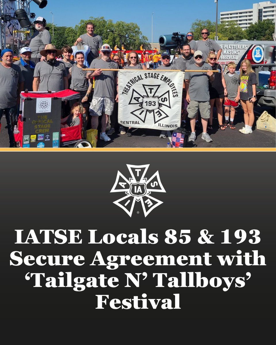 BREAKING: We have a deal!! Members of IATSE Locals 85 (Davenport, IA) and 193 (Bloomington, IL) are pleased to announce they have reached an amicable agreement with the organizers of the Tailgate N’ Tallboys festival.

As a result of the resolution, all planned picketing and