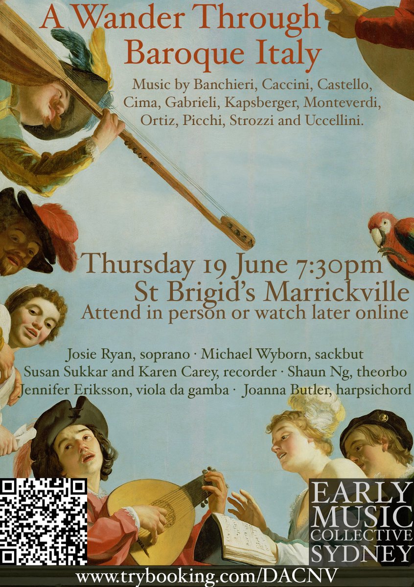 shaunng's tweet photo. I’m playing theorbo in A Wander Through Baroque Italy—a concert of 17th-c Italian music with a brilliant line-up:
Josie Ryan (soprano)
Michael Wyborn (trombone)
Karen Carey &amp; Susan Sukkar (recorders)
Joanna Butler (harpsichord)
Jenny Eriksson (viola da gamba) https://t.co/DSKni9McaN