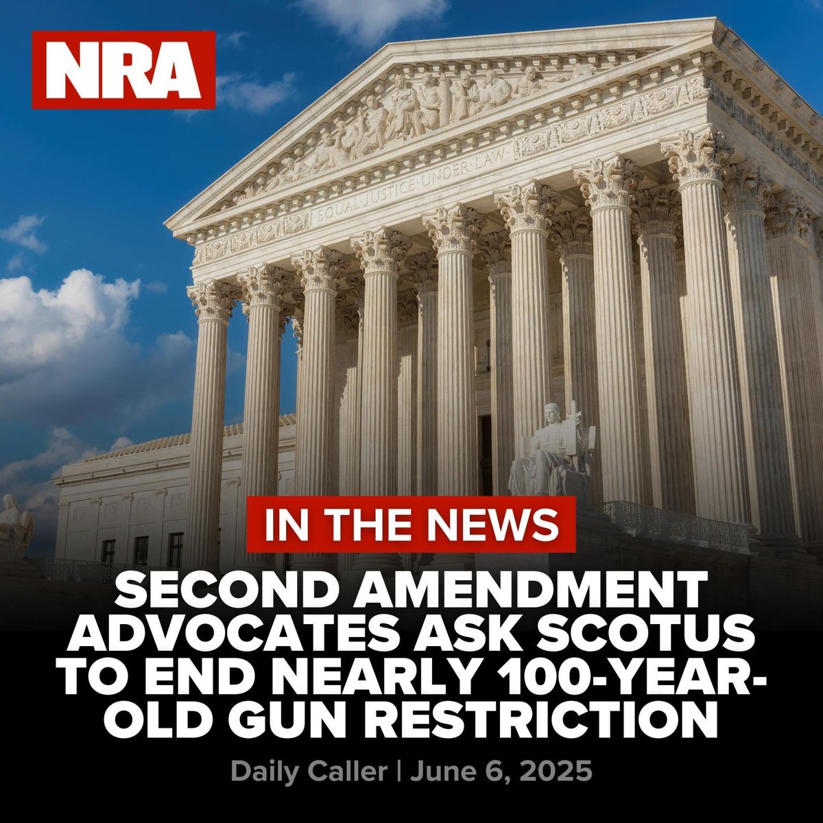 NRA (@nra) on Twitter photo NRA-ILA is taking the lead to urge the Supreme Court to strike down the unconstitutional restrictions on possessing short-barreled rifles under the National Firearms Act.
<a href="/katesrichardson/">Katelynn Richardson</a> | <a href="/DailyCaller/">Daily Caller</a> | 🇺🇸
👉 dailycaller.com/2025/06/06/sec… NRA-ILA is taking the lead to urge the Supreme Court to strike down the unconstitutional restrictions on possessing short-barreled rifles under the National Firearms Act.
<a href="/katesrichardson/">Katelynn Richardson</a> | <a href="/DailyCaller/">Daily Caller</a> | 🇺🇸
👉 dailycaller.com/2025/06/06/sec…