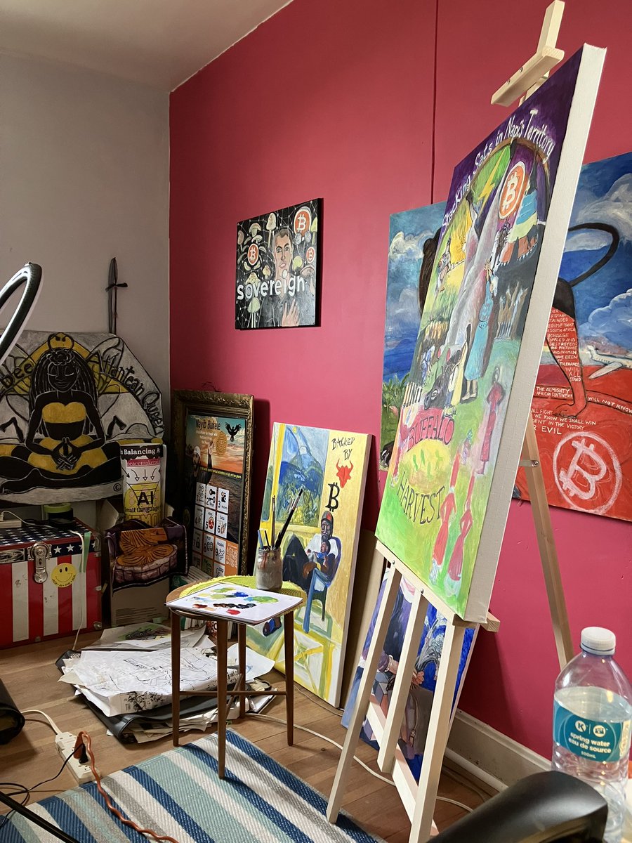 enrichedbycode's tweet photo. Finishing up some paintings for the upcoming SATS MARKET at the Bitcoin Rodeo in Calgary June 27th #YYC #Bitcoin
🌟 #BitcoinRodeo #SatsMarket #Bitcoin https://t.co/Jjuw2yLGln