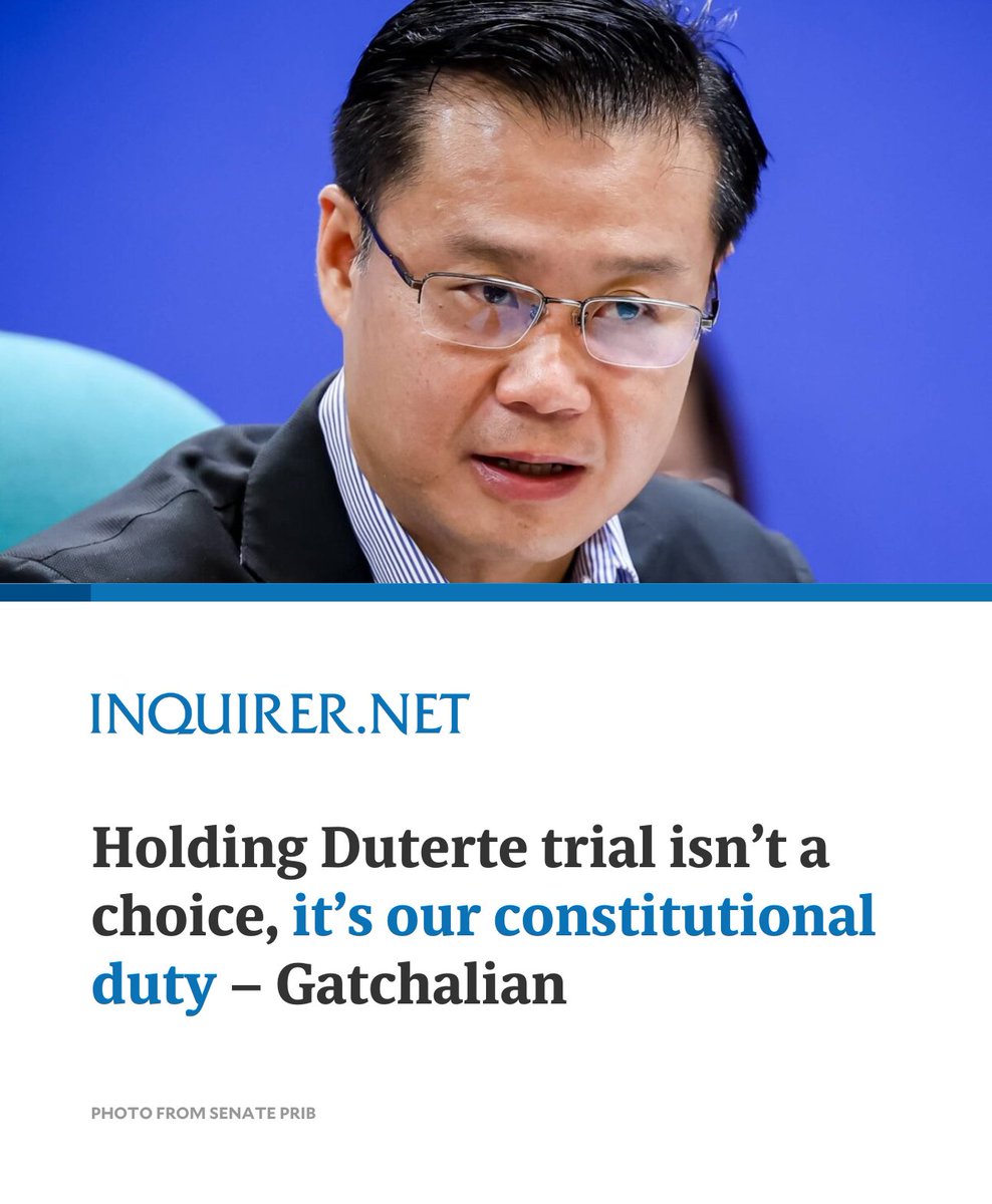 Sen. Sherwin Gatchalian reminded his colleagues in the Senate on Friday, June 6, that proceeding with the impeachment trial of Vice President Sara Duterte is not a matter of choice, but a constitutional mandate of the Senate.

READ MORE: inqnews.net/hW8SYx