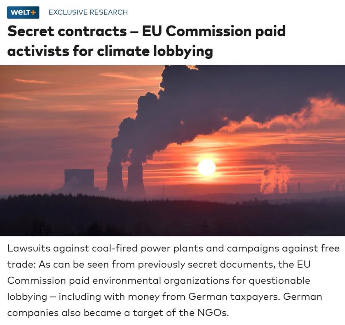 🇪🇺🇩🇪 | La Comisión Europea pagó a "ONGs" climáticas por actividades de lobby cuestionables con dinero de los contribuyentes alemanes y quiso mantenerlo en secreto, reporta Disclose.