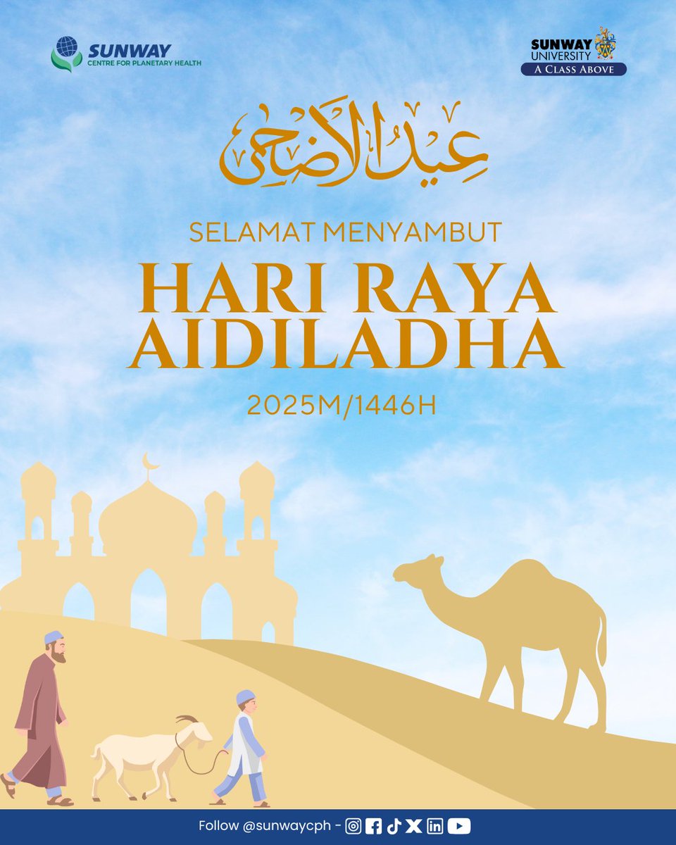 Selamat Hari Raya AidilAdha kepada semua rakan muslim daripada kami di SPCH! ✨ 

Marilah kita sama-sama menghayati erti pengorbanan pada hari yang mulia ini dan menjadikan kita insan yang lebih prihatin sesama manusia dan alam sekitar 🌎

 #SCPH #SunwayUniversity #AidilAdha2025