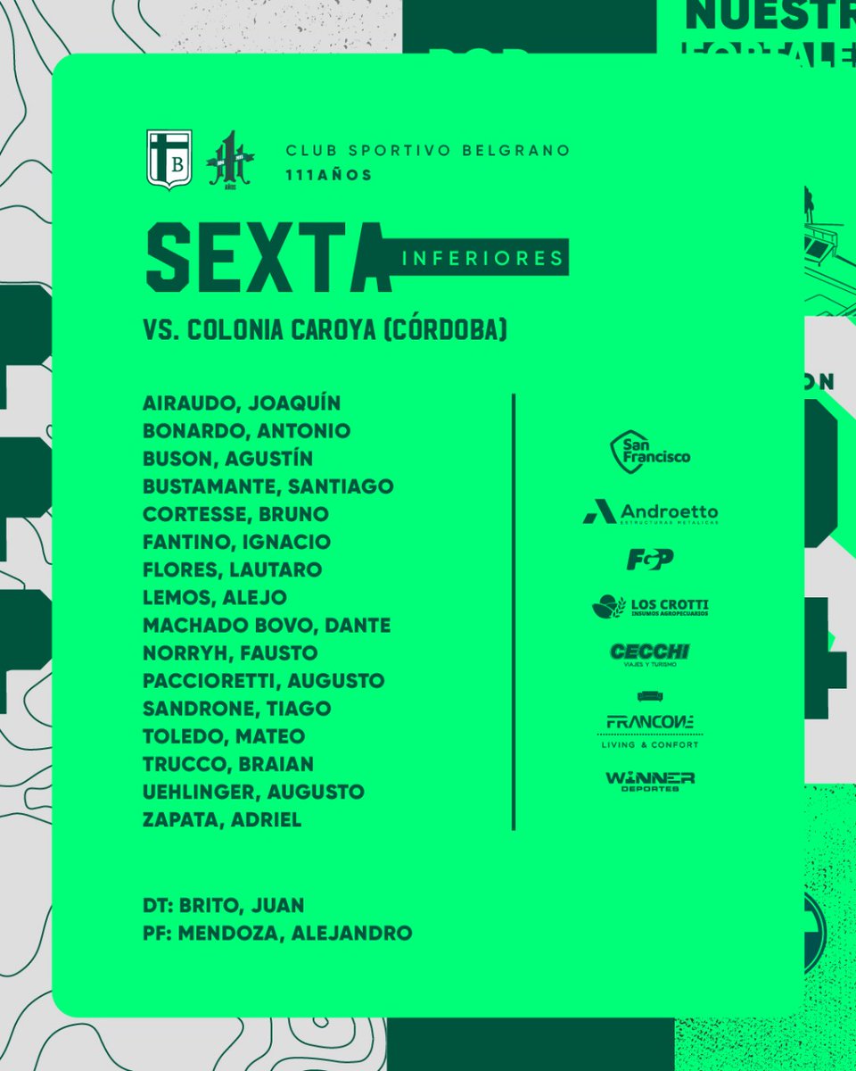 INFERIORES AFA • Estos son los citados para este sábado recibir por la 8va Fecha a Colón (Colonia Caroya) en el Predio Nicolás Losano con 4ta, 5ta y 6ta División. 

#ElAlmaPorLosColores
