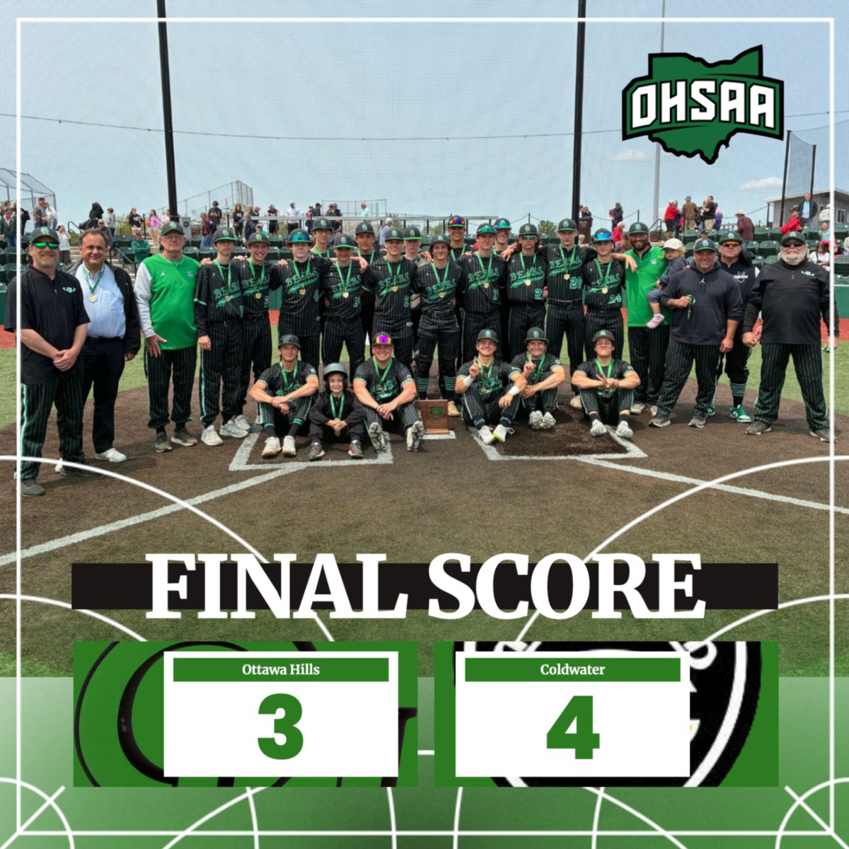 Ottawa Hills sees its season end with a 25-4 record after falling to Coldwater 4-3 in the regional finals. #GreenBearNation