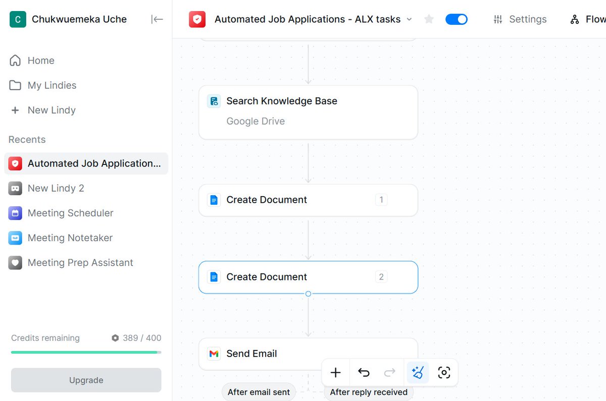 _danieluche's tweet image. 🚀AI-powered agents are changing the game!
Used @LindyAI2025 to automate job applications
A smart, efficient way to boost productivity and reduce repetitive work
The future of job hunting just got less cumbersome
#ALX_AiSK @alx_africa @lowercase_life @kalibetre @julienbarbier42