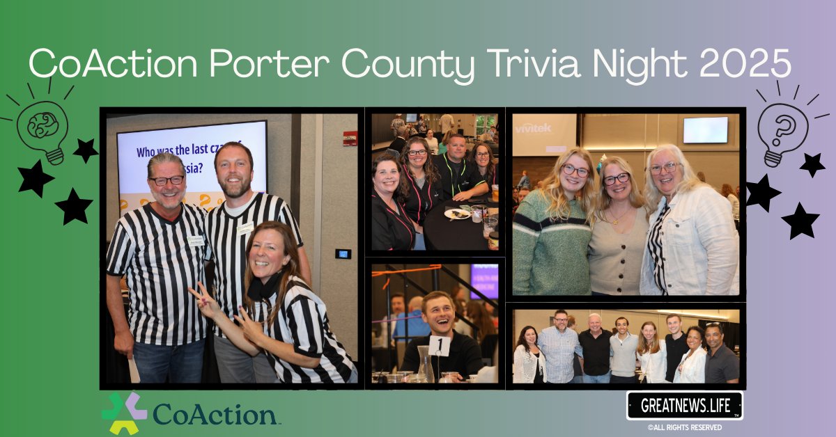Trivia, teamwork, and a whole lot of heart! 💡❤️ CoAction’s Trivia Night 2025 at the Porter County Expo Center brought community leaders, sponsors, and supporters together for a fun-filled evening~

Full article and photos found here: valpo.life/article/coacti…