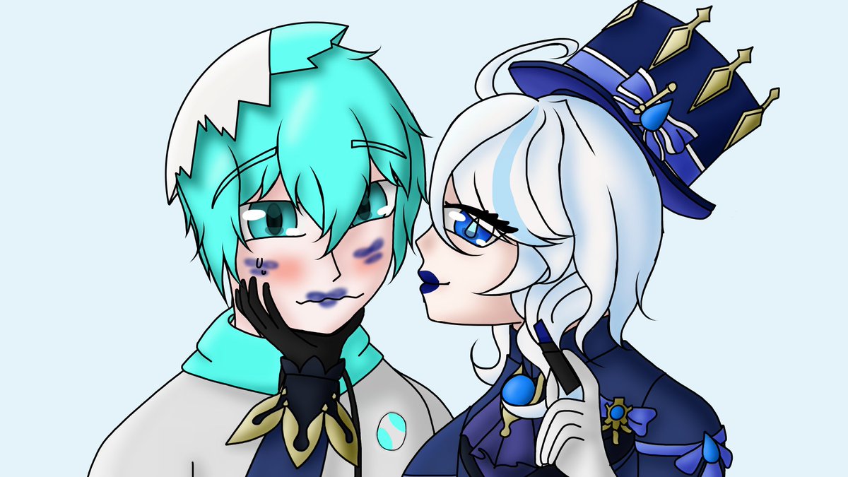 Dibujo hecho para mi compa el Pou mas famoso de internet siendo sabroseado por su Waifu, ni mas ni menos un dibujo de @huetitovt 
#HueviArt #drawing #digitalart #QWQ