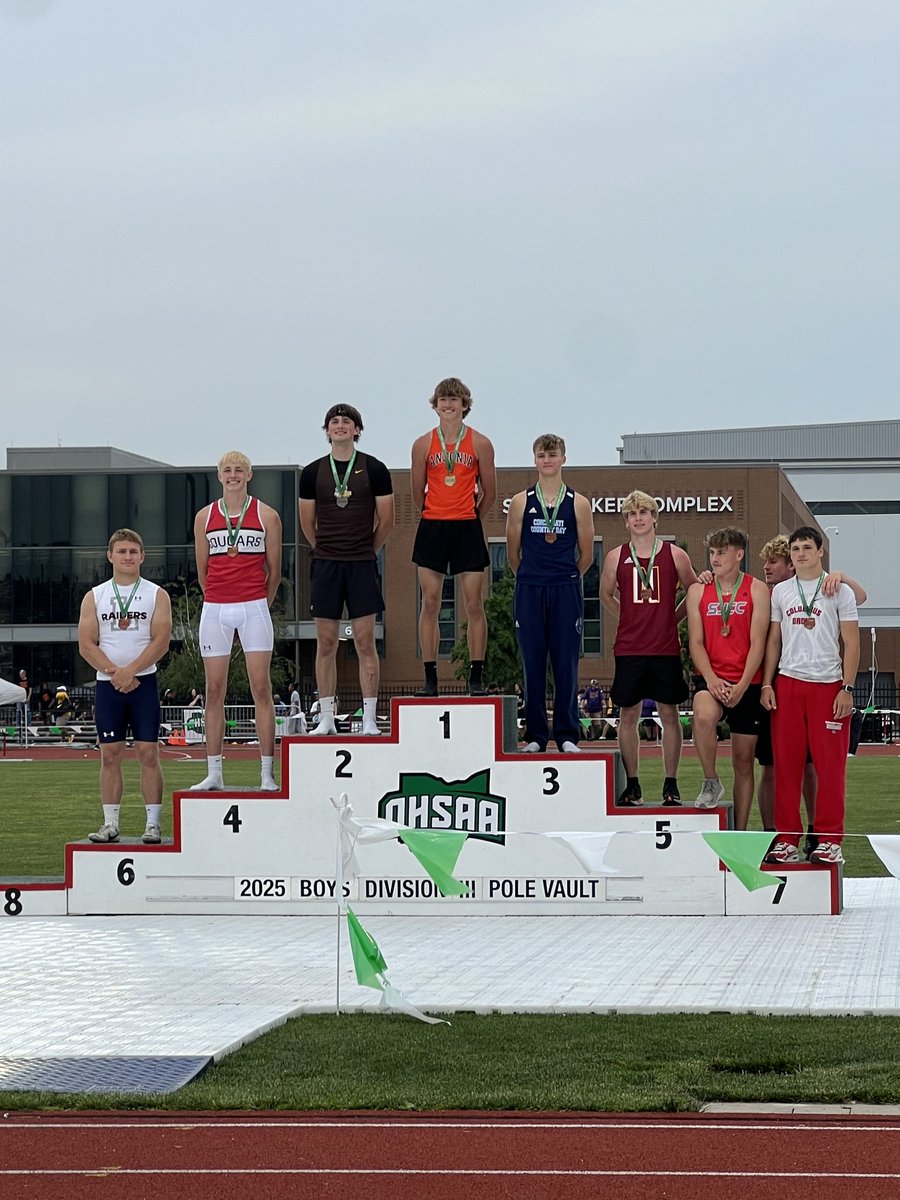 AnsoniaTigersAD's tweet photo. 🚨We have a State Champion!🚨
Congratulations to Cade Shellhaas on winning the OHSAA D3 Boys Pole Vault with a State Meet record jump of 16'6"! https://t.co/i3F0oZVJ8Q