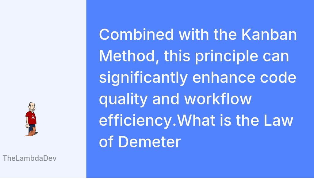 mabnola's tweet image. Implementing the Law of Demeter with the Kanban Method: lttr.ai/AfJPj
#DemetersLaw #SoftwareDevelopment #ExtremeProgramming #CodeReview #Methods•Methods #Arguments•Methods #EncourageTeamMembers #IdentifyViolations #SuggestImprovements #ContinuousImprovement