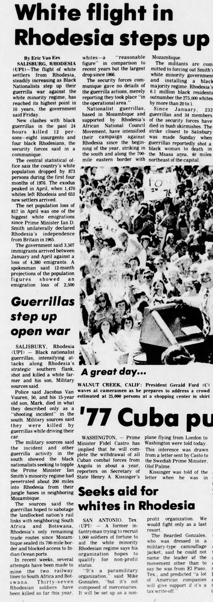 June 5, 1976: White Flight in Rhodesia Steps Up.