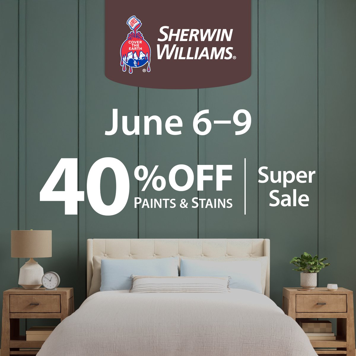 Summer savings start now. Shop and enjoy 40% off paints and stains: bit.ly/4knj8oA
.
Offer valid 6/6/25–6/9/25. Some restrictions apply.