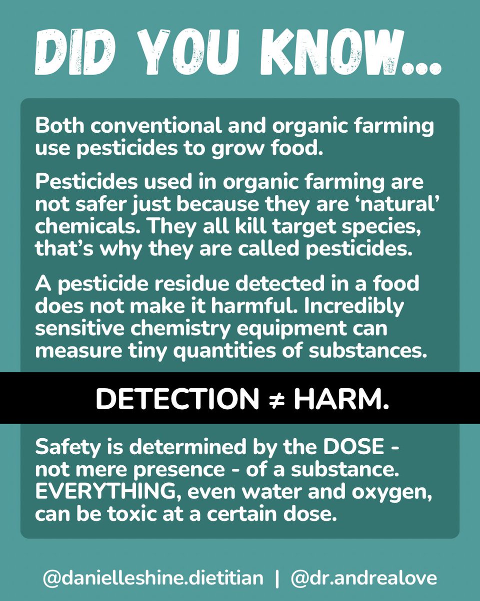 Organic is a 35-year scam legitimized by politics.

It is NOT pesticide free &amp; those pesticides are less regulated. Many are more toxic than those used in conventional farming.

Me and Danielle Shine fact-check ⬇️

2/