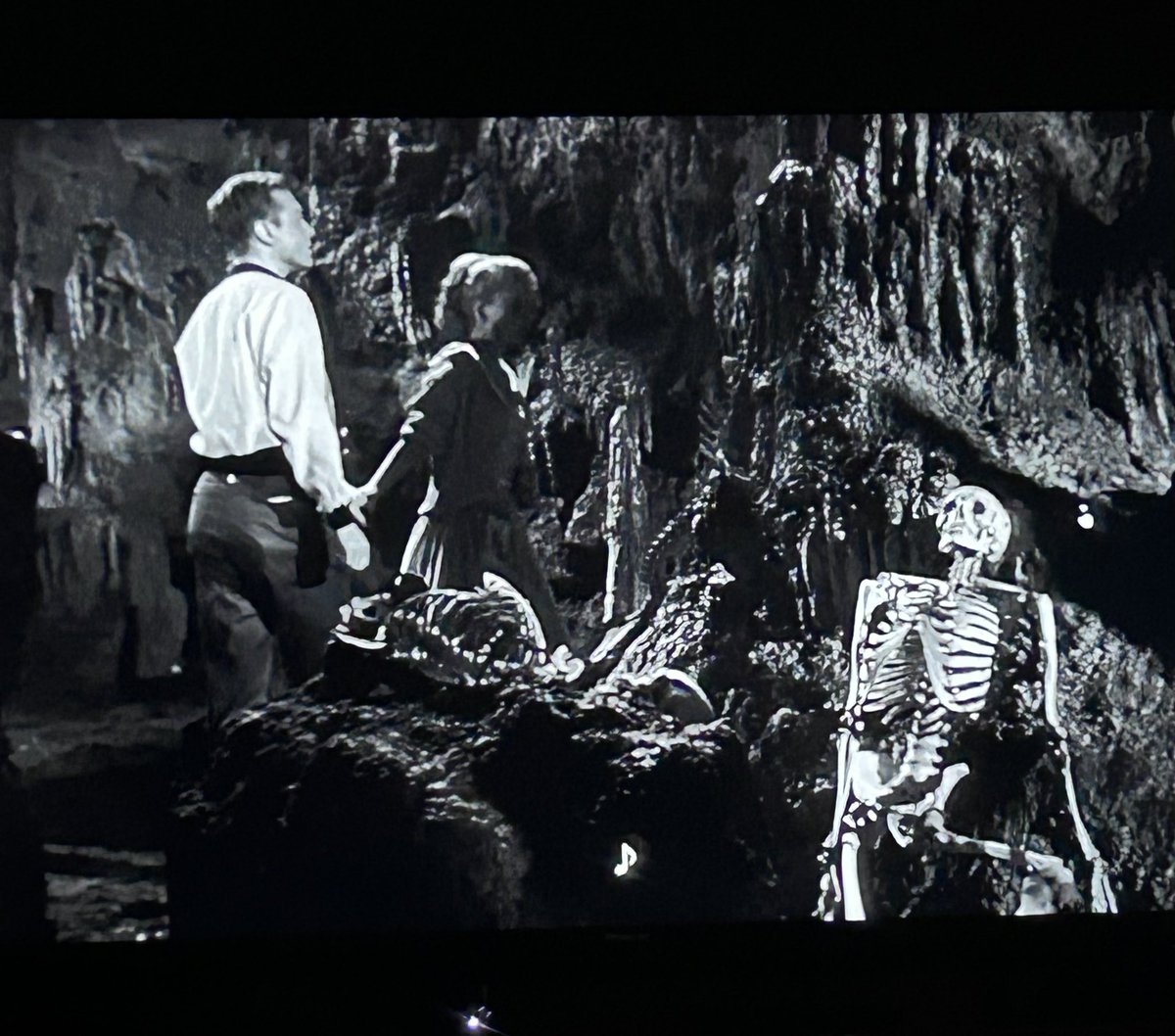 Hey! Dad's skeleton looks just like that! 

Dad?! DAD!!

#TheLastDriveIn <a href="/kinky_horror/">Diana “Darcy the Mail Ghoul” Prince 🎃💌</a> <a href="/therealjoebob/">Joe Bob Briggs</a> #MutantFam