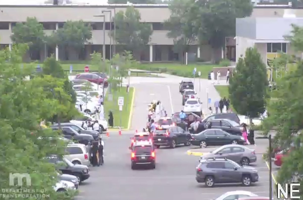 BURNSVILLE: Police are on scene at Burnsville High School after reports of multiple fights and possible shots fired after a graduation ceremony. At least four ambulances have been dispatched to stage nearby. The extent of injury is still unknown and there is no suspect