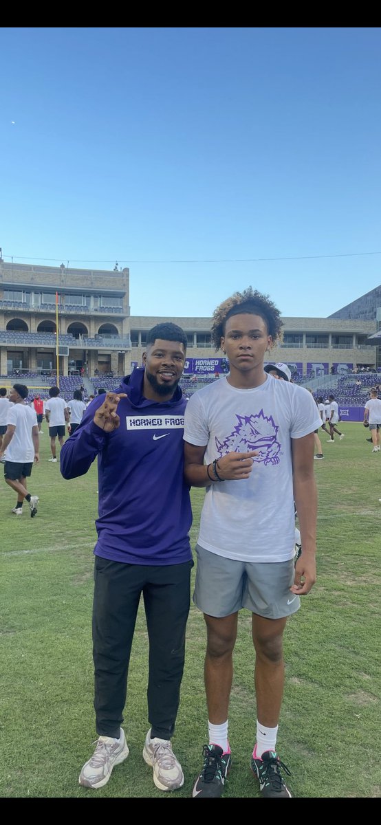 Tyson “Ty” Hooper (@_hoop12x) on Twitter photo I had a great camp! Great conversation with head wide receiver coach Malcolm Kelly <a href="/CoachMXKelly/">Malcolm Kelly</a>
Looking forward to more in the future. <a href="/TCUFootball/">TCU Football</a> <a href="/Cade410/">Cade Fortin</a> I had a great camp! Great conversation with head wide receiver coach Malcolm Kelly <a href="/CoachMXKelly/">Malcolm Kelly</a>
Looking forward to more in the future. <a href="/TCUFootball/">TCU Football</a> <a href="/Cade410/">Cade Fortin</a>