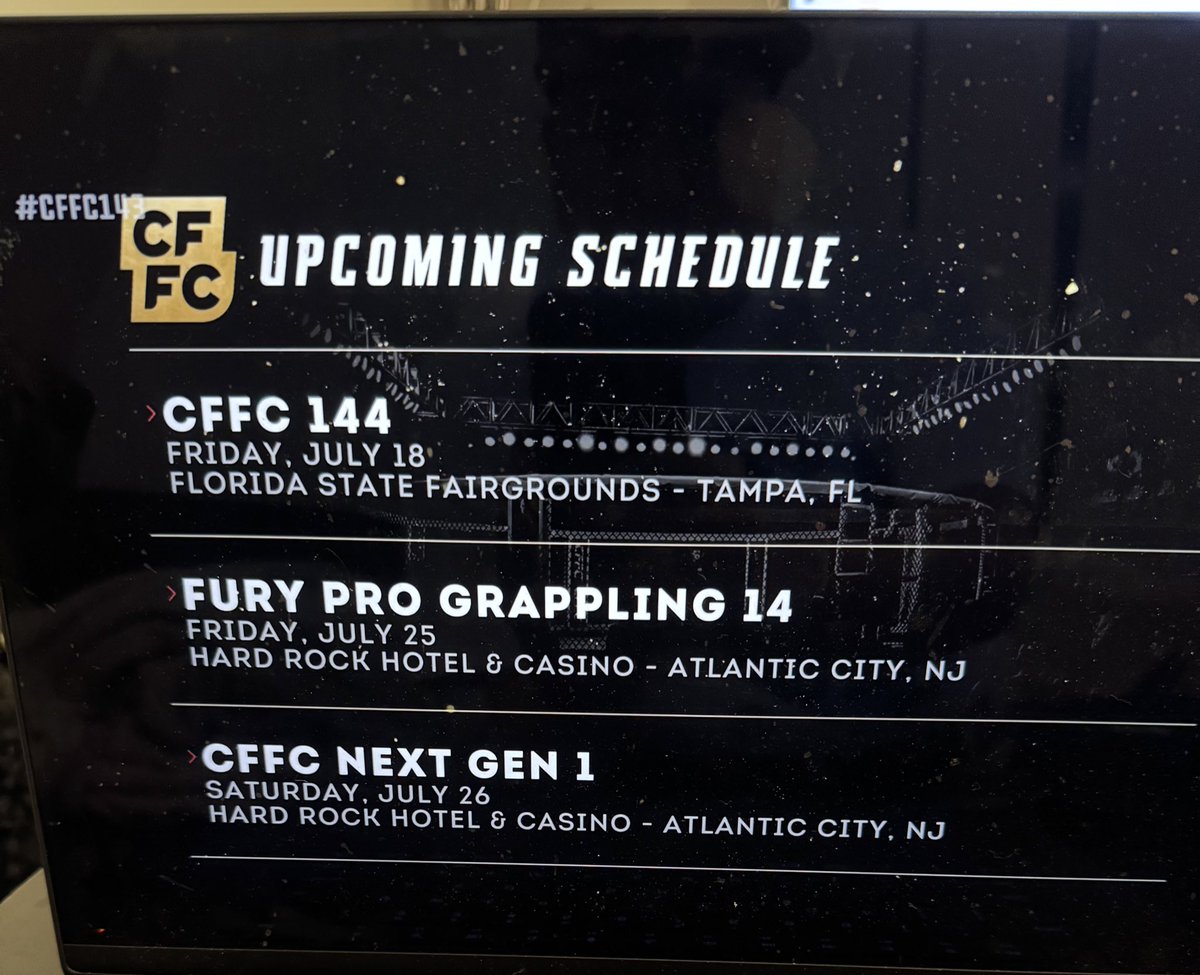 JHagholm1's tweet image. Here is the upcoming @CFFCMMA schedule 

CFFC Next Gen 1 will be the promotion’s first all Amateur MMA card with CFFC looking for the best Amateurs across America 🇺🇸. @RobHaydak states that the promotion will cover all fighters and coaches travel and board 
#CFFC143 #MMA…