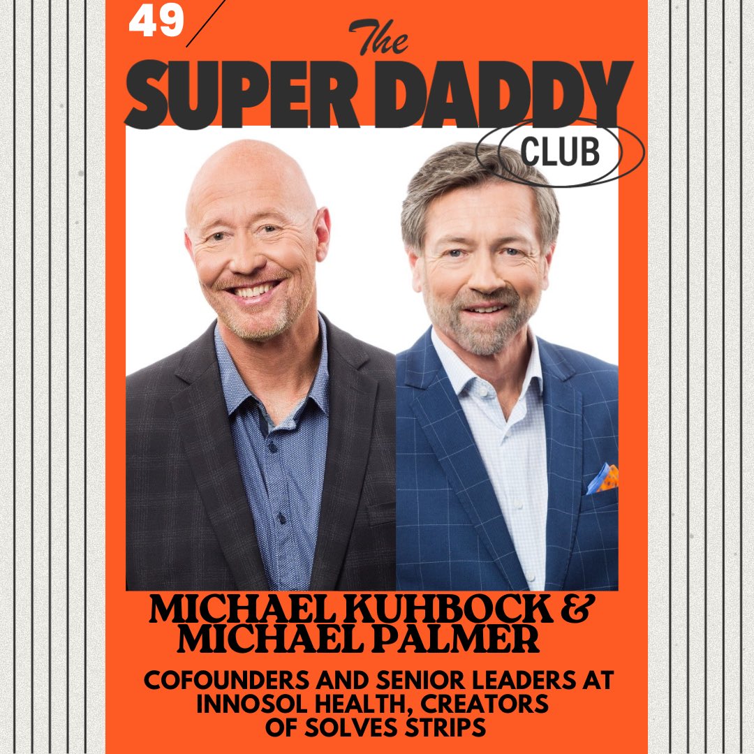 SuperDaddyClub1's tweet image. Inspire fearless entrepreneurship! 
Super Daddy Club host Lendo chats with Solves Strips® cofounders Michael Palmer &amp;amp; Michael Kuhbock on resilience &amp;amp; success. Listen at superdaddyclub.ca + get 15% off Breth’s stress-relief device! #SuperDaddyClub #SolvesStrips
