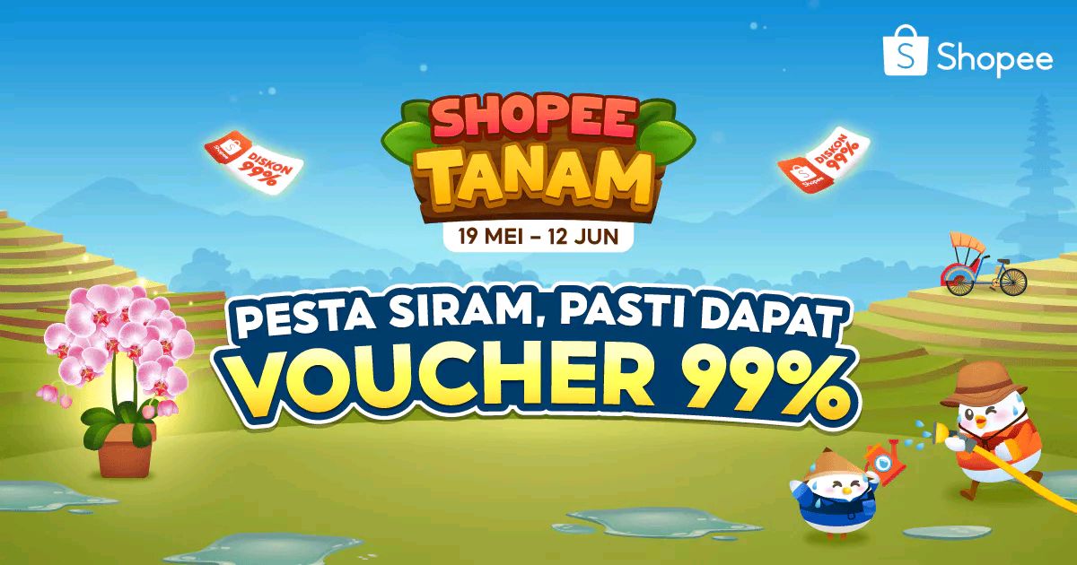Siram Pohon, Pasti Dapat Voucher 99% dari #ShopeeTanam! Klik di sini >> shp.ee/m378p55vrho
