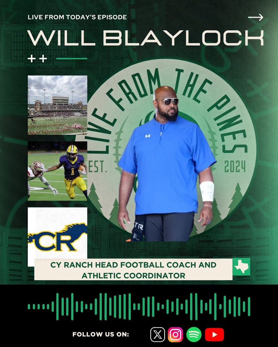Tune in LIVE at 6:30 PM Wednesday on all platform🎥

LFTP welcomes Will Blaylock, Head Football Coach and Athletic Coordinator at Cy Ranch High Schoo‼️🔥
Coach Blaylock brings leadership, vision, and a deep love for Texas high school football. He’s joining us to talk culture,