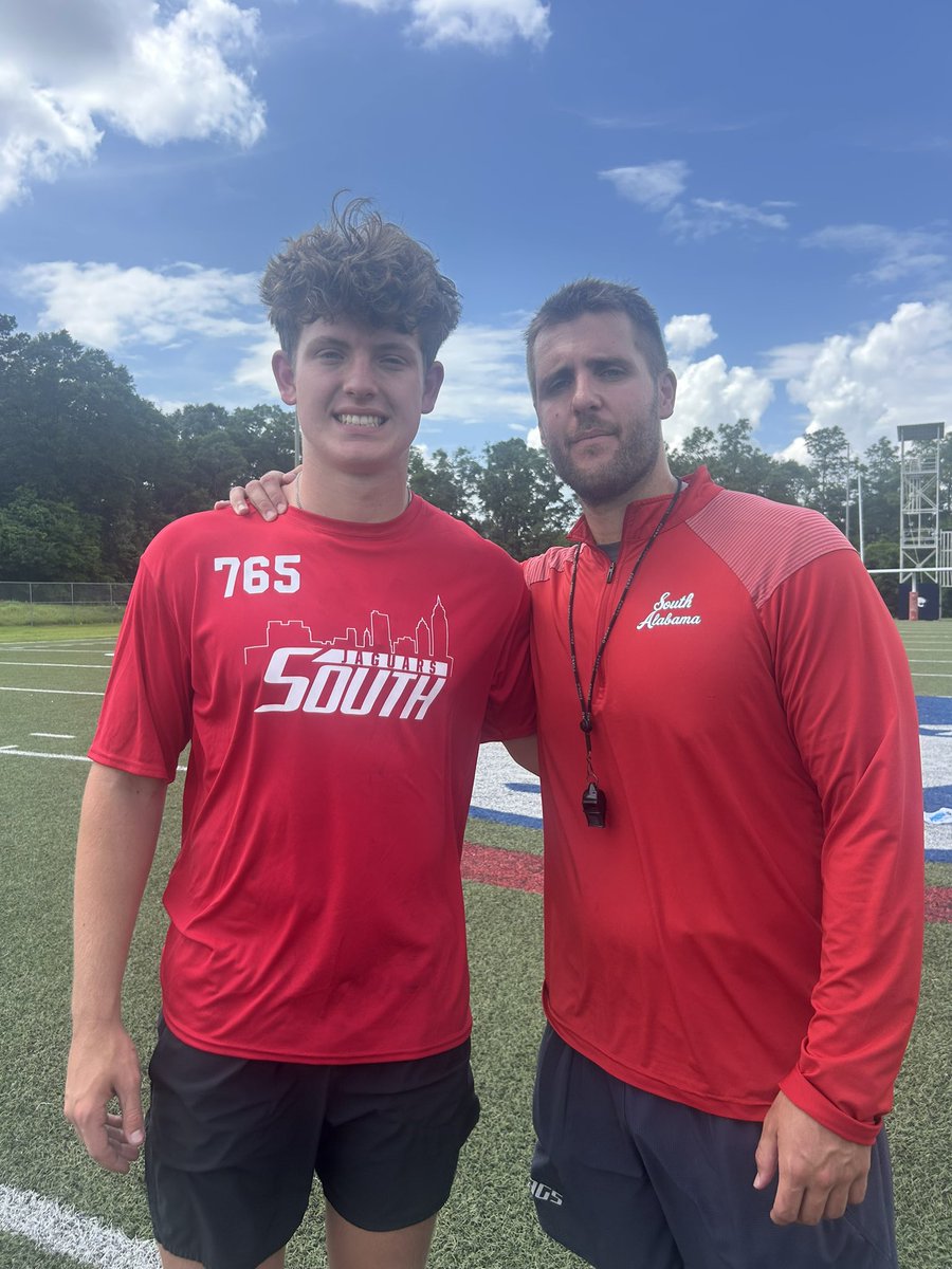 CalebNelson3708's tweet image. Great time competing at the University of South Alabama. Made it far in the kickoff competition. Can’t wait to be back this fall. @PaceHSfootball @ericponio @Trew30_ @JagsFB_Recruits @StClark30 @HKA_Tanalski @KohlsKicking