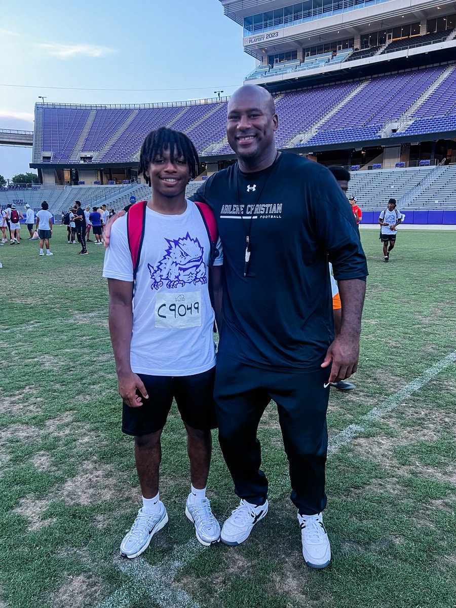 Cobe Wilson (@cobewilson03) on Twitter photo Really enjoyed <a href="/TCUFootball/">TCU Football</a> Camp for the 2nd year in a row! Got to catch up with Coach <a href="/JasonSmith_OL/">Jason Smith</a> and Coach Renner <a href="/MustangsDC/">Rich Renner</a>
Headed to <a href="/TexasTechFB/">Texas Tech Football</a> this weekend!
#classof2029 #2029quarterback #quarterback #qb Really enjoyed <a href="/TCUFootball/">TCU Football</a> Camp for the 2nd year in a row! Got to catch up with Coach <a href="/JasonSmith_OL/">Jason Smith</a> and Coach Renner <a href="/MustangsDC/">Rich Renner</a>
Headed to <a href="/TexasTechFB/">Texas Tech Football</a> this weekend!
#classof2029 #2029quarterback #quarterback #qb