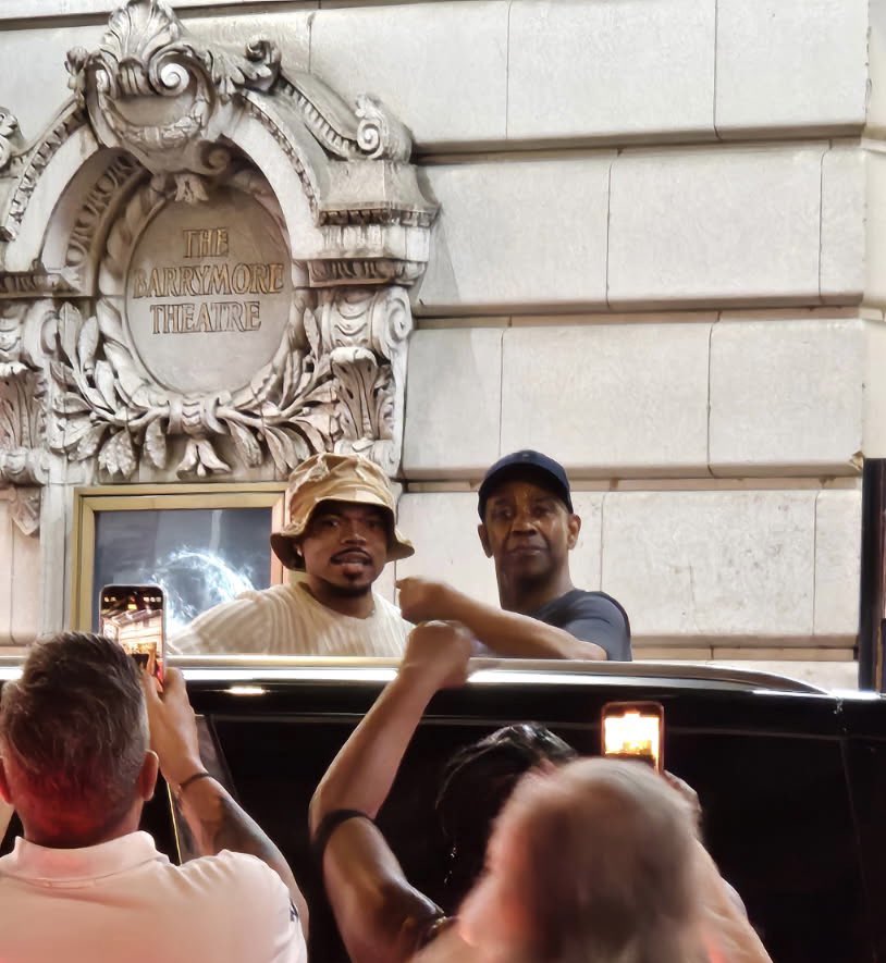 Denzel and Chance the Rapper outside Othello