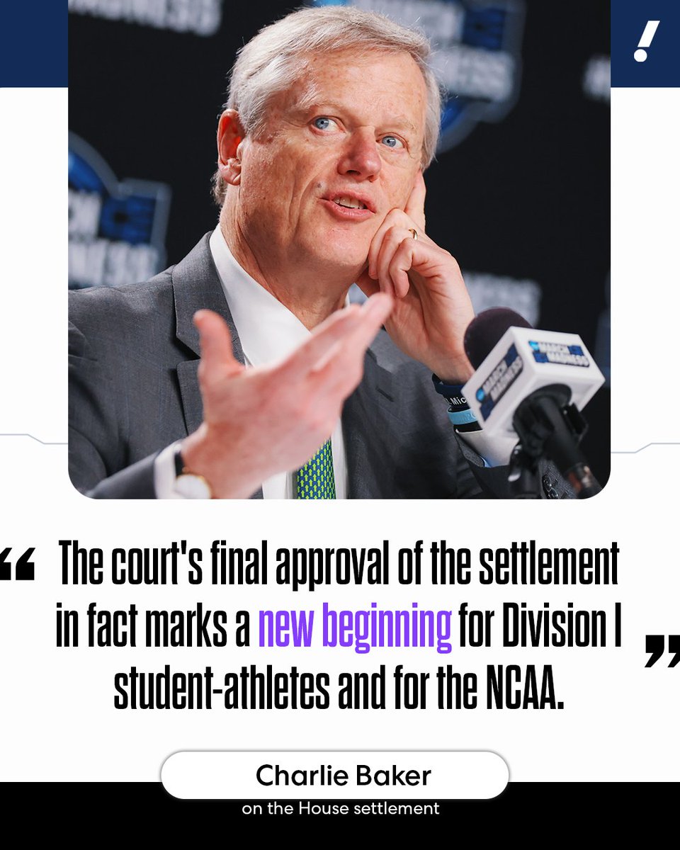 YahooSports's tweet image. Charlie Baker, president of the NCAA, after the landmark house settlement.