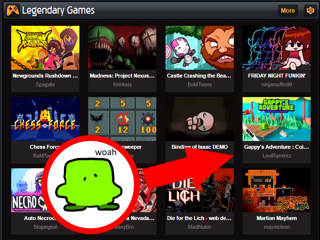 GappyGame's tweet image. Wow!
The Gappy's Adventure demo has been put into the 'Legendary Games' Tab over on @Newgrounds
It's seriously such a huge honor! Thank you to everyone both in and out of the NG community giving this project so much love!
💚💚💚