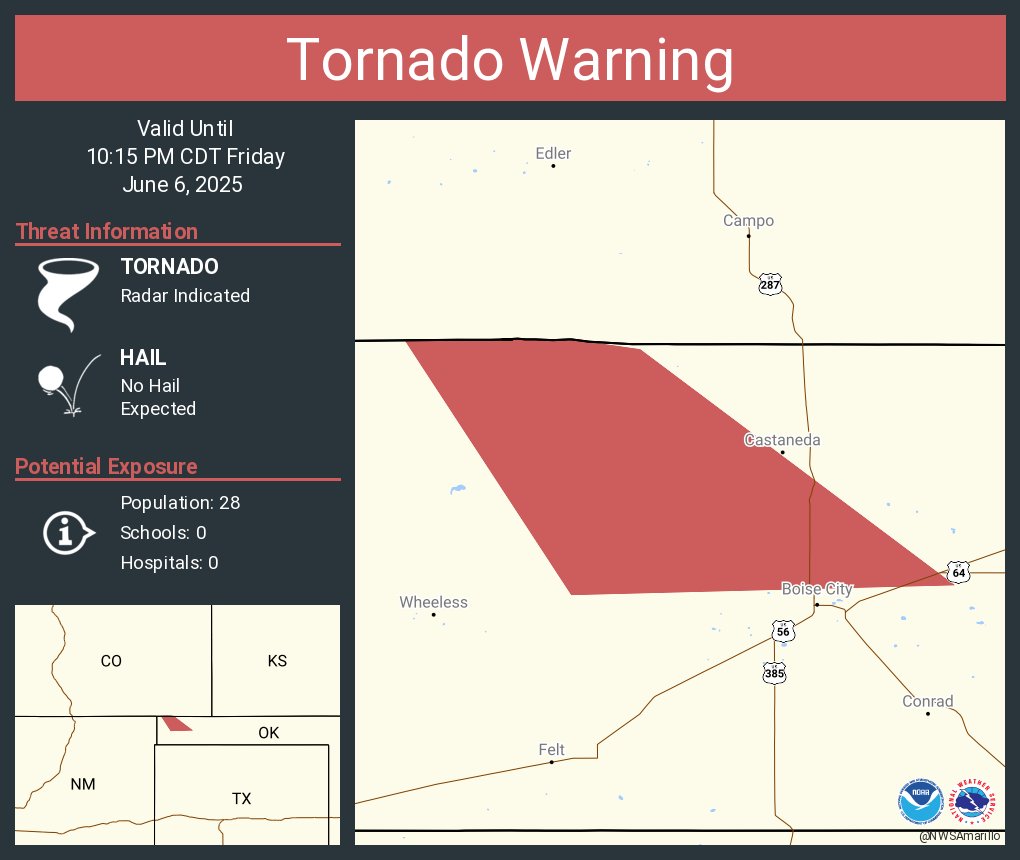 NWStornado's tweet photo. Tornado Warning continues for Cimarron County, OK until 10:15 PM CDT https://t.co/3dkl19SCLk