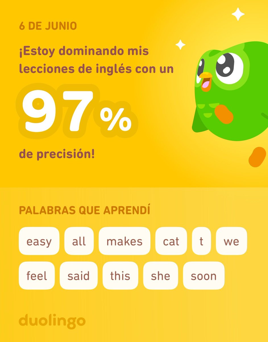 mayvi521's tweet photo. ¡Estoy aprendiendo inglés en Duolingo! Es gratis, divertido y efectivo. https://t.co/sMogczFhha