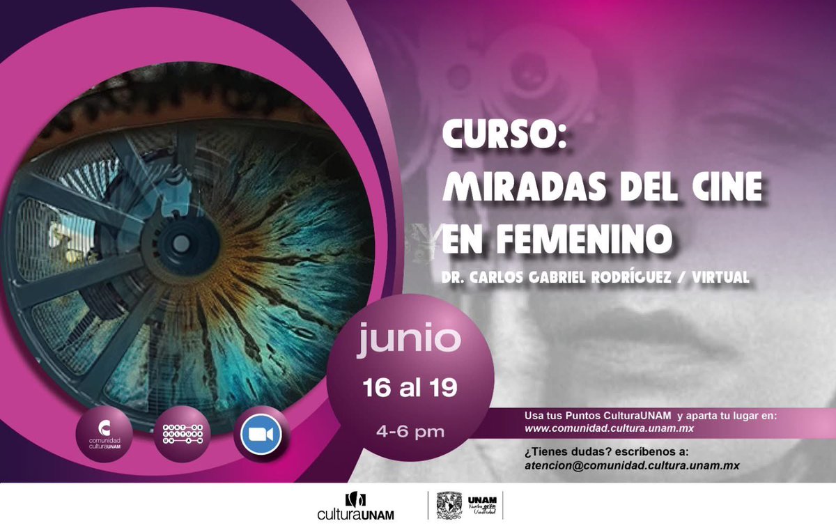 Curso: Miradas del cine en femenino 🎥 | Virtual
📆16, 17, 18 y 19 de junio de 2025. De 4 a 6 pm. 
🌐Vía Zoom. Imparte: Carlos Gabriel Rodríguez

🙋‍♀️🙋Tenemos 15 lugares para estudiantes de la FC, que actualmente estén inscritos.
👉Regístro
forms.gle/baBVWjJGCFeiAC…