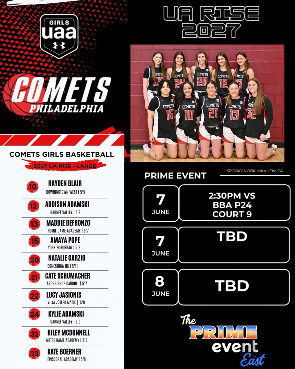 Prime Event == Comets schedules