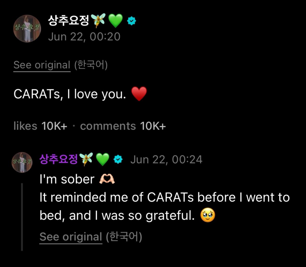 hoshi who has never taken carats’ love for granted :(