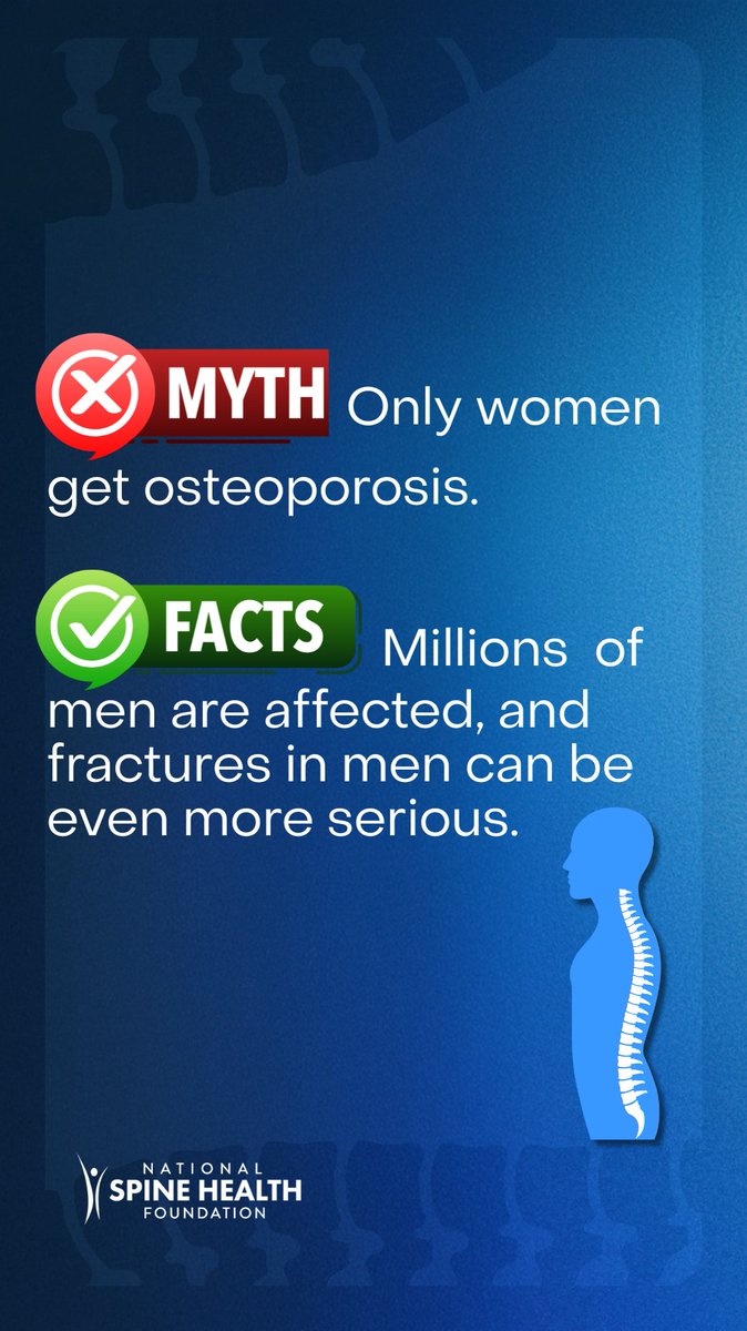 SpineHealthFdn's tweet image. Help us bust this myth and shine a light on men’s bone health. bonehub.org
#MythBusting #MensHealthAwareness #OsteoporosisFacts