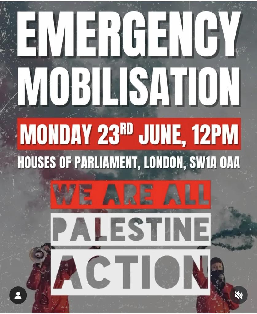 freefilton18's tweet image. EMERGENCY MOBILISATION: WE ARE ALL PALESTINE ACTION
⏱️12pm
📆 Monday 23rd June
📍Houses of Parliament, London
Stand with @Pal_action against govt threats of a ban as a terror group!
Counter terror powers already put the #Filton18 in prison. It's about to get much worse 💔
