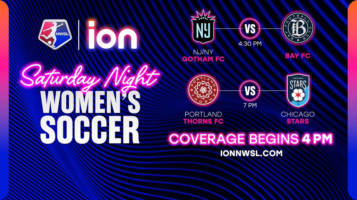 ⚽️ The NWSL is on ION! ⚽️ 

Today marks the final week before the break as Gotham FC and Bay FC clash. Then, the Thorns host the Stars.

Coverage begins at 4pm. ION is owned by the same company as KGUN 9.