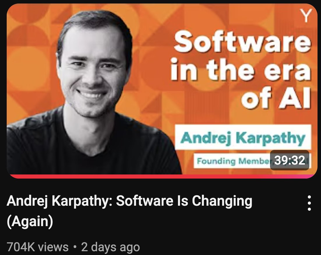 Sa4d_k1's tweet image. بالأيام الماضية، قدّم Andrej Karpathy جلسة أكثر من رائعة في AI Startup School الخاص ب Y Combinator، تحدث فيها عن رؤيته بخصوص التحول نحو Software 3.0، حيث أصبحت النماذج اللغوية الكبيرة تُستخدم كواجهات برمجية تُبرمج باللغة الطبيعية.
ايضا تحدث عن دور النماذج اللغوية LLMs كنظم تشغيل…