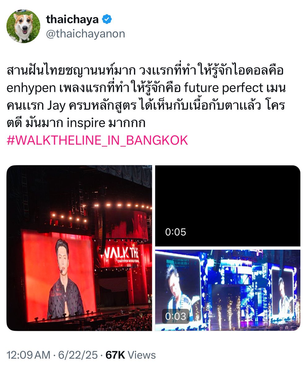 “the first band that introduced me to idols was enhypen. the first song that got me into them was future perfect. my first bias is jay. full course completed. i finally got to see them with my own eyes. it was good, so fun, and super inspiring”

#ENHYPEN_JAY #THAIchayanon