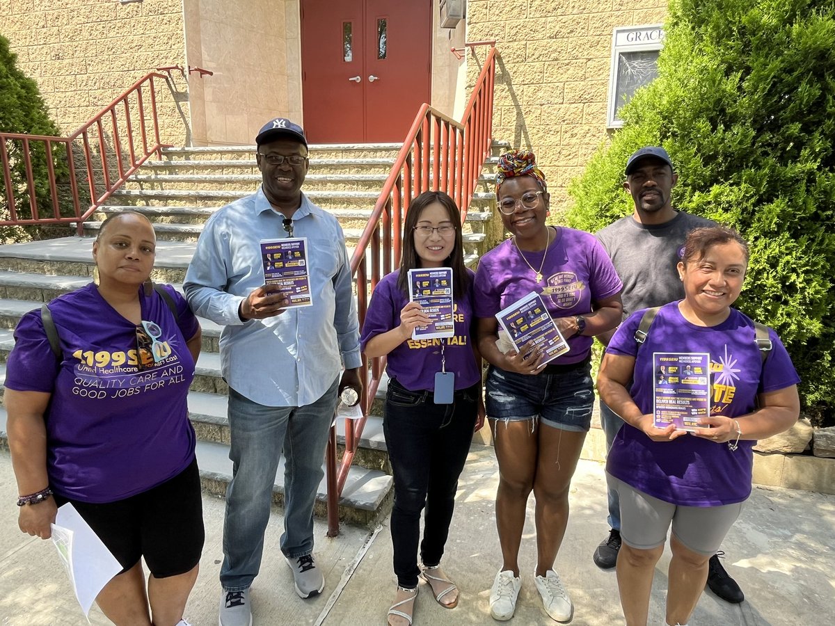 1199SEIU's tweet image. It’s Get Out The Vote weekend in NYC! 1199 healthcare workers are fanning out across every borough to talk about the issues at stake— like access to affordable housing, quality education, and good jobs for all New Yorkers— and why we’re voting @andrewcuomo for Mayor!
