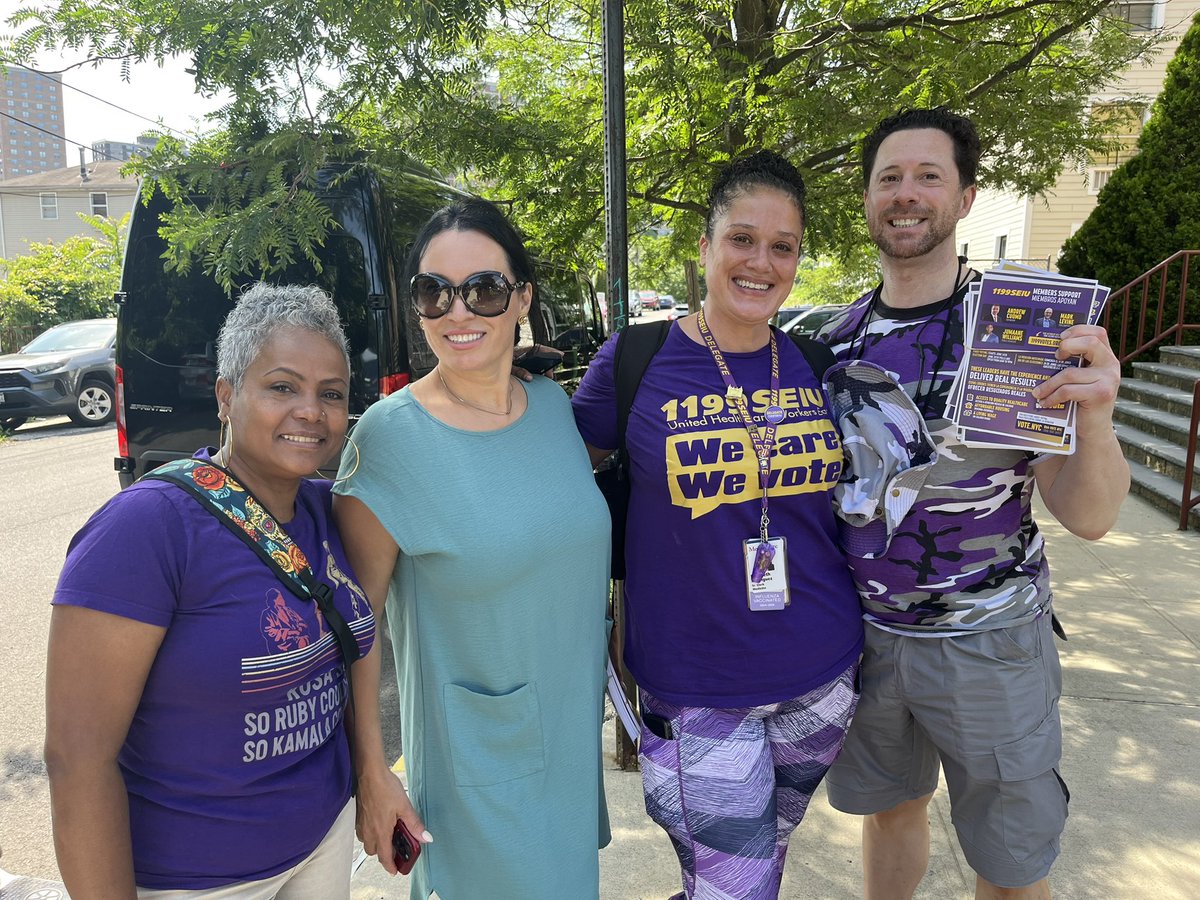 1199SEIU's tweet image. It’s Get Out The Vote weekend in NYC! 1199 healthcare workers are fanning out across every borough to talk about the issues at stake— like access to affordable housing, quality education, and good jobs for all New Yorkers— and why we’re voting @andrewcuomo for Mayor!