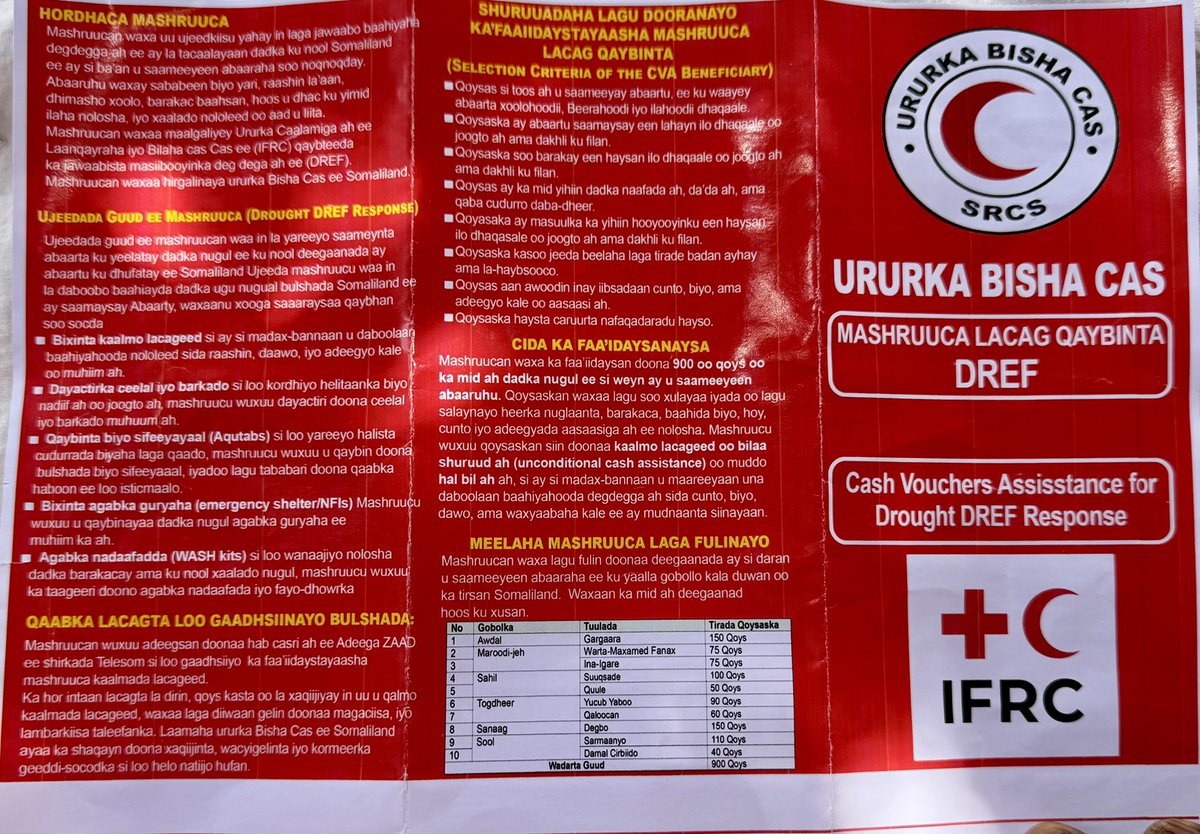 I’m currently in Berbera Branch, Somaliland, where communities supported by @IFRC &amp; #BishaCas (SRCS) are facing growing humanitarian needs as aid is halted due to funding cuts.

Today, I witnessed infants in Laalays receiving essential vaccination doses through funds received