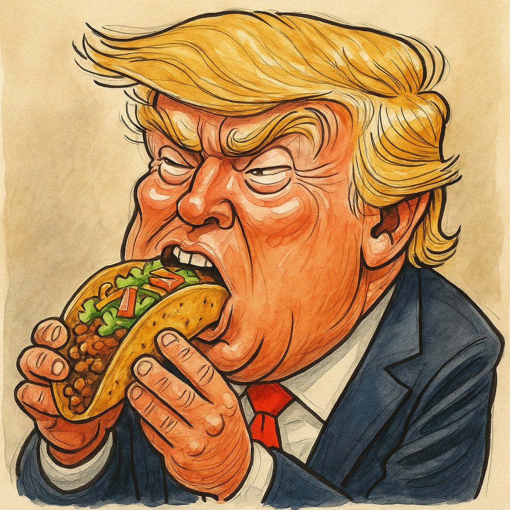 Klare Klara (@gequassel) on Twitter photo Taco - oder Trump Always Chickens Out - ist ein Akronym der Wall Street für den US-Präsidenten Donald Trump.
Das finde ich witzig! 😂 Taco - oder Trump Always Chickens Out - ist ein Akronym der Wall Street für den US-Präsidenten Donald Trump.
Das finde ich witzig! 😂