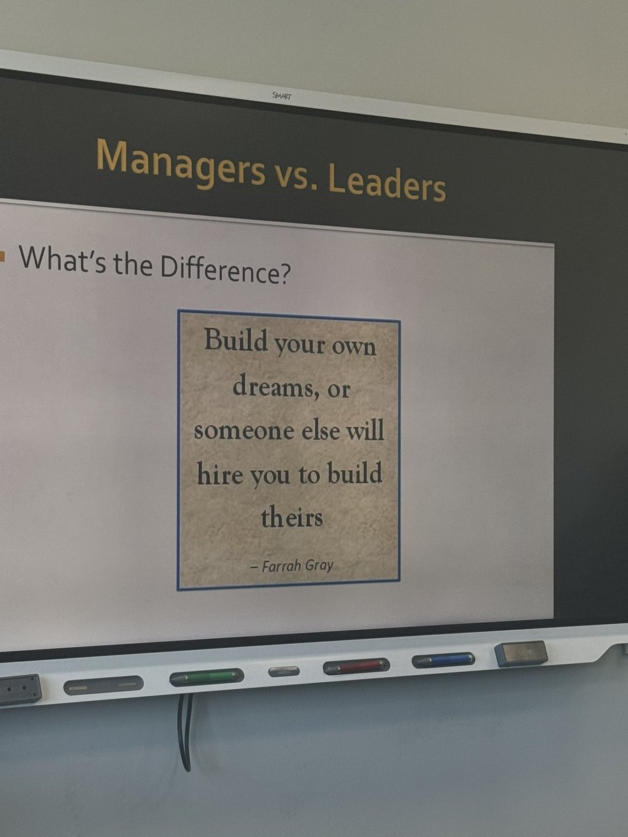 KedontaeCollins's tweet image. Today’s class capture!🤩 “Build your own dreams, or someone else will hire you to build theirs” - Farrah Gray🙌🏽 #LeadershipCourse #DuelEnrollment #ClassQuote #ManagersVSLeaders