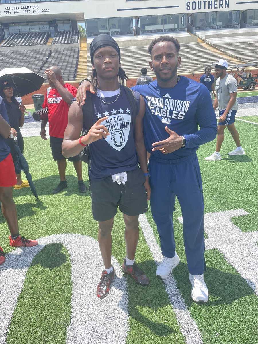 Had a great day at Clay Helton Football camp at Georgia southern <a href="/GSAthletics_FB/">Georgia Southern Football</a> with coach <a href="/CoachSafford/">Darius Safford</a> <a href="/HCDeVoursney/">Coach Steve DeVoursney</a> <a href="/RecruitGeorgia/">Recruit Georgia</a> <a href="/recruit_iq/">RecruitIQ</a> <a href="/247recruiting/">247Sports Recruiting</a> <a href="/PrepRedzoneNext/">Prep Redzone 𝙉𝙀𝙓𝙏 🏈</a> <a href="/CoachStr0h/">Joe Strohmeyer</a>