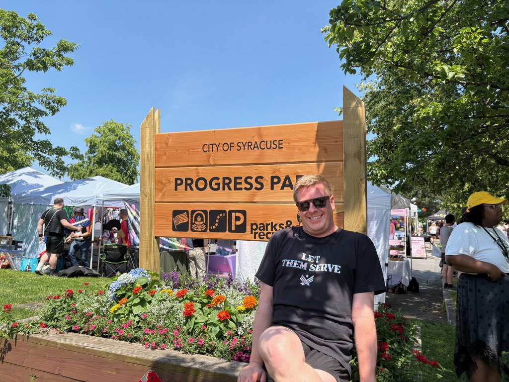 SyracuseAuditor's tweet image. Happy #Pride, Syracuse! A beautiful day to be in the Pride Parade at the inner harbor. Proud to be wearing my Let Them Serve shirt honoring our transgender military members
