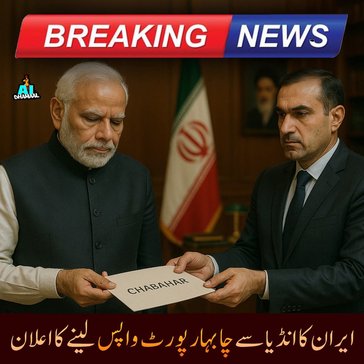 ایران کو آخرکار عقل آ ہی گٸی۔ 
ایران نے  بھارت سے چابہار بندرگاہ کا کنٹرول واپس لینے کا فیصلہ کرلیا ہے۔
 ایرانی حکام کا کہنا ہے کہ بھارت نے بندرگاہ کو اصرائیل کے لیے جا!سوسی کے مقاصد کے تحت استعمال کیا۔ جو ایران کی خودمختاری اور سیکیورٹی کے خلاف ایک سنگین اقدام ہے۔
 ایران نے