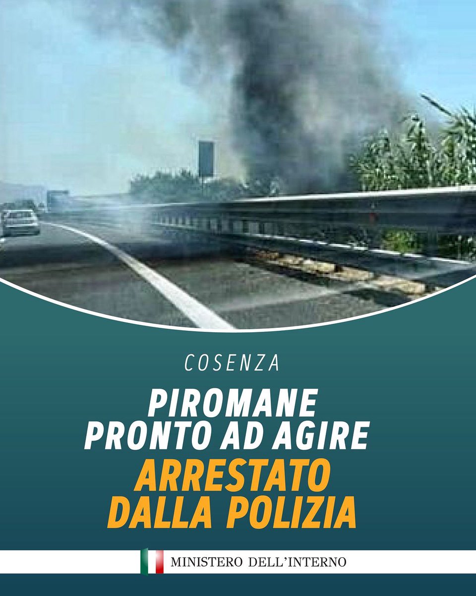 Un piromane è stato bloccato mentre tentava di appiccare un incendio ai margini della Statale 106, in provincia di Cosenza. Stava dando fuoco a una scarpata, a pochi metri da un distributore di carburante. Decisivo l’intervento della Polizia Stradale, che ha scongiurato il